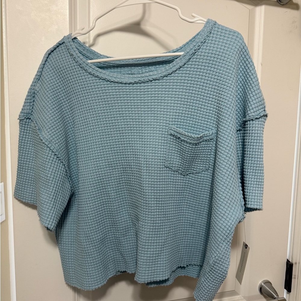 Pilcro Light Blue Waffle Knit Tee Anthropologie
